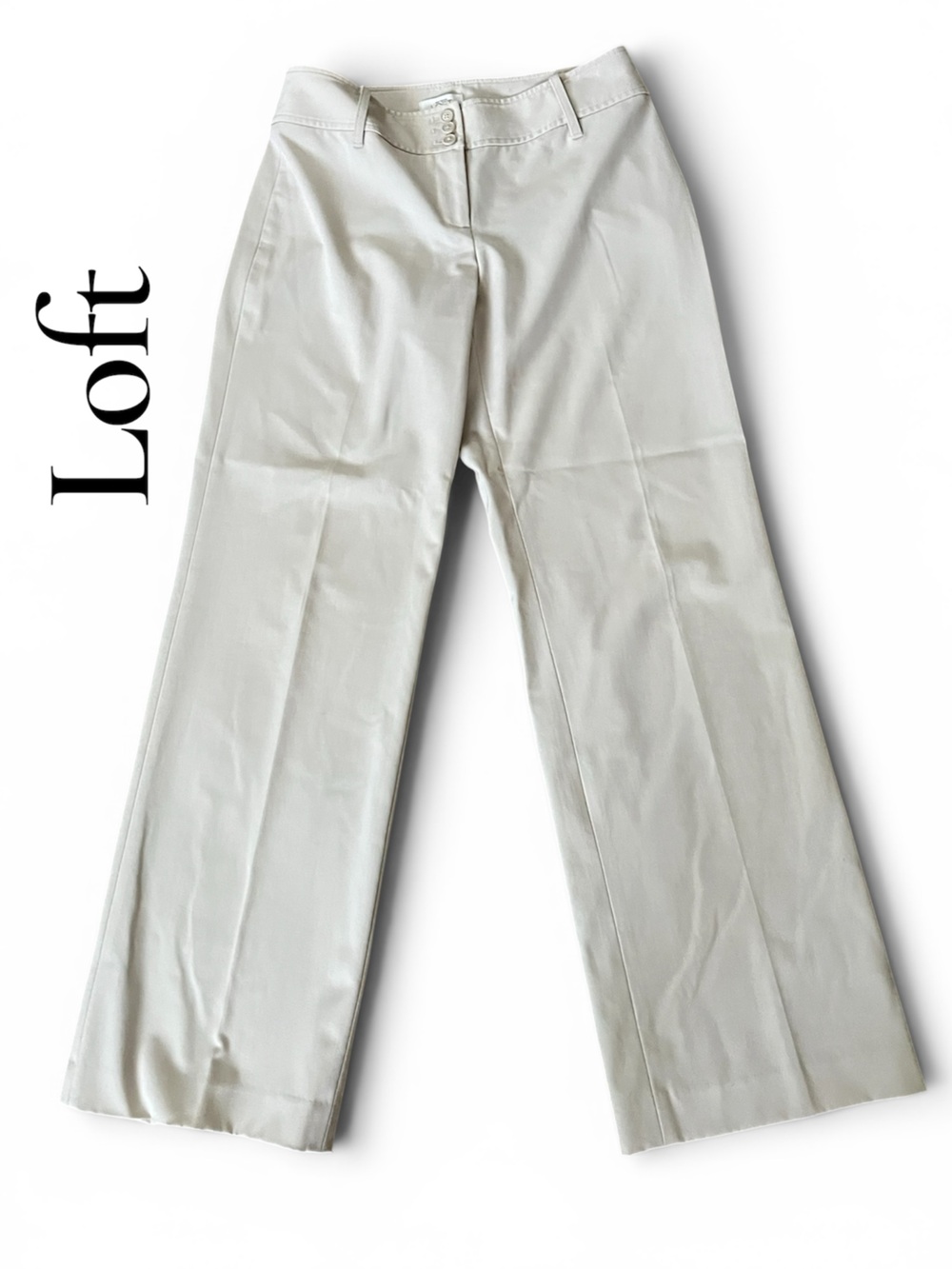 LOFT Julie style size 4 Cream Wide-Leg High-Rise Trousers
